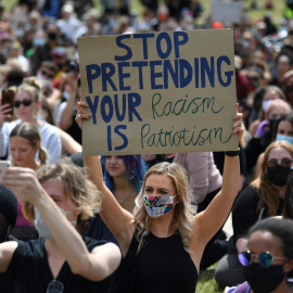  Manifestantes del movimiento Black Lives Matter en unaconcentración en Hyde Park, en el centro de Londres.AFP/DANIEL LEAL-OLIVAS