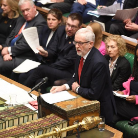 El líder del Partido Laborista británico, Jeremy Corbyn, en el Parlamento. EFE/EPA/JESSICA TAYLOR/UK PARLIAMENT