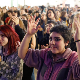  GRAF9226. MADRID (ESPAÑA), 11/02/2018.-El movimiento feminista de Madrid celebra un "eventazo", para apoyar la huelga feminista del próximo 8 de mayo, en el Matadero de Madrid. EFE/Emilio Naranjo