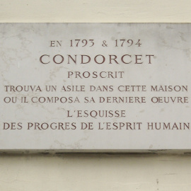 Placa conmemorativa en París en la vivienda de Nicolas de Condorcet.