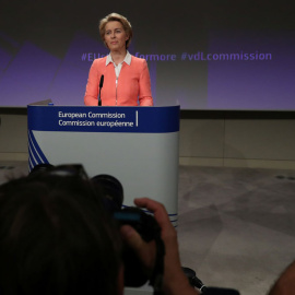 La presidenta electa de la Comisión Europea, la alemana Ursula von der Leyen, en la presentación de los miembros del nuevo Ejecutivo comunitario, en Bruselas. REUTERS/Yves Herman