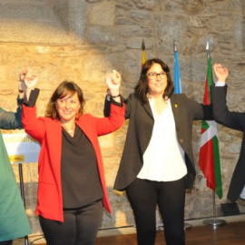 BNG, Bildu y ERC, cuando presentaron su coalición para las europeas con una llamada a "frenar el fascismo" y la "represión".