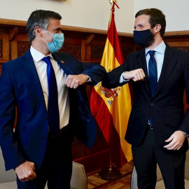 El líder opositor venezolano, Leopoldo López, con el líder del Partido Popular, Pablo Casado, en Madrid. EFE/Partido Popular/ David Mudarra