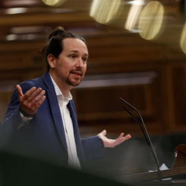 El exvicepresidente segundo del Gobierno, Pablo Iglesias, durante su última intervención en un Pleno del Congreso EFE/ Chema Moya