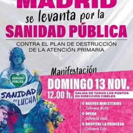  Cartel de la convocatoria para la manifestación por la Sanidad Pública en Madrid de este domingo.