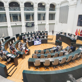 Vista del pleno del Ayuntamiento de Madrid, en el Palacio de Cibeles, para la aprobación del presupuesto municipal para 2022. E.P./Alejandro Martínez Vélez