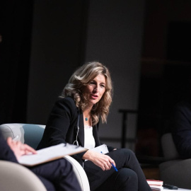 Yolanda Díaz, en un momento de su debate con Thomas Piketty. FOTO: Mariña Sánchez Testas
