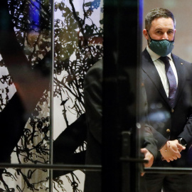  El líder de Vox, Santiago Abascal, a la espera de su encuentro con el primer ministro de Hungría, Viktor Orban.- David Fernández/EFE