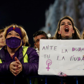 Participantes en la manifestación del 8M de Madrid. EFE/ Juan Carlos Hidalgo