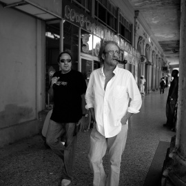 Luis Eduardo Aute y Pere Camps en marzo de 2008 en La Habana. FOTO: JUAN MIGUEL MORALES