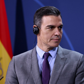 Pedro Sánchez, durante una rueda de prensa tras reunirse con el canciller alemán Olaf Scholz.- Filip Singer / EFE / EPA