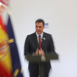 El presidente del Gobierno, Pedro Sánchez, durante la presentación del Plan de Impulso al Sector Turístico, en el Complejo de la Moncloa. EFE/Rodrigo Jiménez/POOL