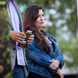  La activista de los CDR Tamara Carrasco en la concentración en la Plaza Cataluña de Barcelona con motivo de la finalización del juicio del 1-O.David Zorrakino / Europa Press
