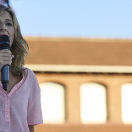  La vicepresidenta segunda, Yolanda Díaz, durante el primer acto de Sumar, en Matadero Madrid. / Jesús Hellín (Europa Press)