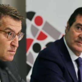 Alberto Núñez Feijóo (i) y Antonio Garamendi.- Cézaro de Luca/EP