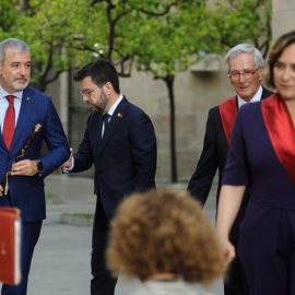  El presidente de la Generalitat, Pere Aragonès, recibe al nuevo alcalde de Barcelona, Jaume Collboni, del PSC, y a los nuevos concejales, en el Palau de la Generalitat, a 17 de junio de 2023, en Barcelona, Catalunya (España). Alberto Paredes / Europa P