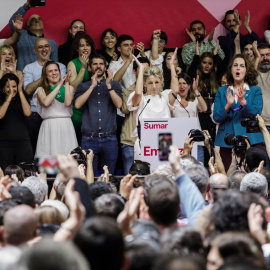  La vicepresidenta segunda y ministra de Trabajo y Economía Social, Yolanda Díaz, interviene durante el acto 'Empieza todo' de la plataforma Sumar, en el que presenta su candidatura para la presidencia del Gobierno. Carlos Luján | EUROPA PRESS