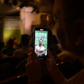  El presidente nacional y candidato a la presidencia del Gobierno de Vox, Santiago Abascal, participa en un acto de su partido en el Palacio de la Ópera, a 26 de junio de 2023, en A Coruña, Galicia (España). Abascal ha participado hoy en un acto de pre