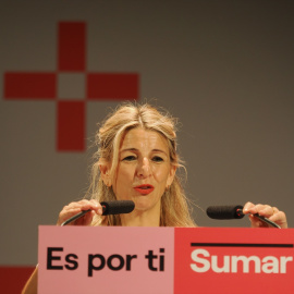  La candidata de Sumar a la Presidencia del Gobierno, Yolanda Díaz, participa en un acto junto a candidatos de la formación en Valladolid al Congreso de los Diputados y el Senado, en el Teatro Cervantes, a 5 de julio de 2023, en Valladolid, Castilla y L