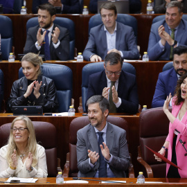  La presidenta de la Comunidad de Madrid, Isabel Díaz Ayuso, interviene durante el pleno de la Asamblea de Madrid. 11/04/2024- Javier Lizón/EFE