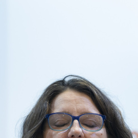 Foto de junio de 2022 de Mónica Oltra, el día en que anunció su dimisión como vicepresidenta de la Generalitat valenciana, después de su imputación judicial. EUROPA PRESS/Jorge Gil