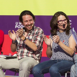 Ada Colau, Pablo Iglesias, Mònica Oltra e Íñigo Errejón durante el mitin en Palma en una imagen de archivo.- EFE