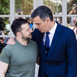 Pedro Sánchez y Volodimir Zelenski en un encuentro en La Moncloa. Europa Press.