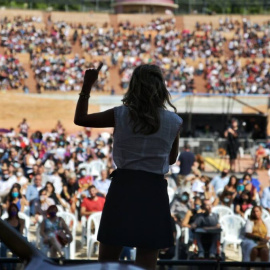  Discurso de Yolanda Díaz, vicepresidenta del Gobierno, en la fiesta que conmemoraba el centenario del PCE de este 2021 en Madrid.- DANI GAGO