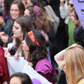  Participantes en la manifestación del 8M (Día Internacional de la Mujer), en Madrid a 8 de marzo de 2020.- Jesús Hellín/EUROPA PRESS