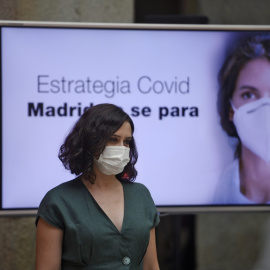 La presidenta de la Comunidad de Madrid, Isabel Díaz Ayuso, presenta la estrategia de continuidad del Covid-19. E.P./Óscar Cañas