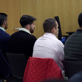 Vista de los cuatro miembros de La Manada, Alfonso Jesús Cabezuelo, José Ángel Prenda, Antonio Manuel Guerrero y Jesús Escudero durante el juicio por el abuso a una joven, en Pozoblanco (Córdoba). E.P./Pool