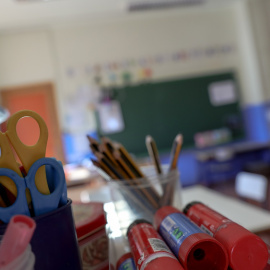 Material escolar en una de las aulas de un colegio de la Comunidad de Madrid. E.P./Jesús Hellín