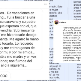 Capturas de pantalla de los testimonios de las mujeres víctimas de violencias machistas en la cuenta de Cristina Fallarás.
