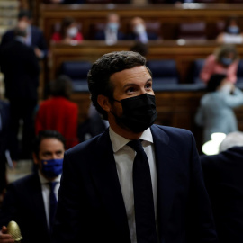  El líder del Partido Popular, Pablo Casado a su llegada el pasado miércoles al pleno del Congreso.- EFE