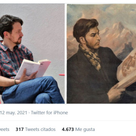 Montaje subido a Twitter por Javier Durán con la teoría de que Iglesias estaba imitando a Stalin