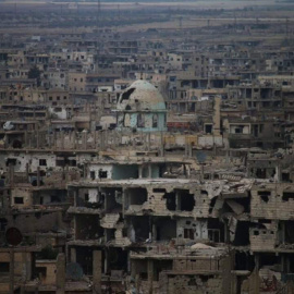 Fotografía tomada durante el desplazamiento en bus. Foto: Okba Alzobani.