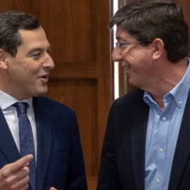  Juanma Moreno y Juan Marín en Sevilla. - EFE