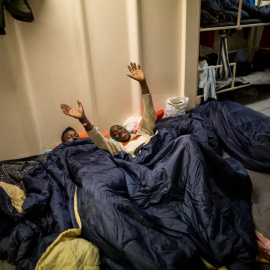  Migrantes de Senegal rescatados el 31 de enero de 2019 frente a las costas de Sicilia. Federico Scoppa/Afp