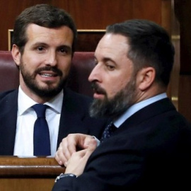  El presidente del Partido Popular, Pablo Casado, y el líder de Vox, Santiago Abascal. - EFE