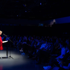 Beata Balogová durante su discurso en los European Press Prize.- EPP