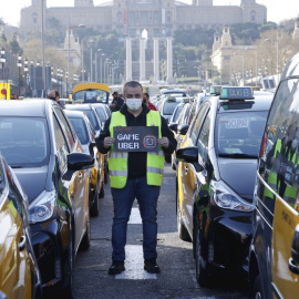  El portavoz de Elite Taxi, Tito Álvarez, durante una de las protestas en 2021. - Quique García