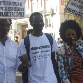  Participantes en la manifestación del movimiento #RegularizaciónYa en Madrid en septiembre de 2020 / Fotografía de Diana Moreno