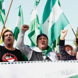  06/12/18, La Plataforma 4D, integrada por SAT, CUT, Jaleo y AdA, entre otros colectivos, celebra la manifestación andaluza para conmemorar el 4 de diciembre y reclamar la soberanía para Andalucía.- Álex Cámara / Europa Press