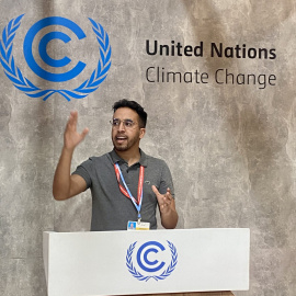 El saharaui Ahmedna Abdi M'barek en la anterior COP27. - Abdi M'barek