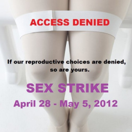  Cartel de una campaña estadounidense por los derechos de la mujer. "Si nuestras elecciones reproductivas son denegadas, tambien lo son las tuyas".