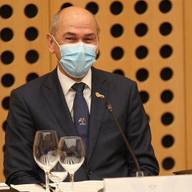  Janez Jansa, en Kranj (Eslovenia) el pasado viernes. EFE/EPA/TOMI LOMBAR