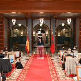Pedro Sánchez tras su reunión con el Rey de Marruecos en abril de 2022. Fuente: Moncloa