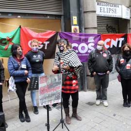 Representants de diversos sindicats en un acte de protesta. - ACN