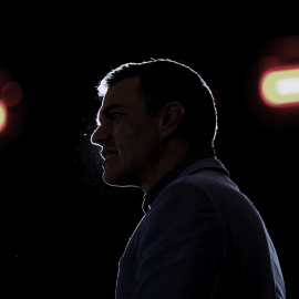 El presidente del Gobierno, Pedro Sánchez, durante el acto de cierre de campaña de las elecciones del 28M en Barcelona. EFE/Enric Fontcuberta