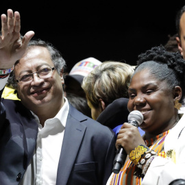 El President electe de Colòmbia Gustavo Petro, parla avui, després de conèixer els resultats de les eleccions a Bogotà (Colòmbia). EFE/Carlos Ortega